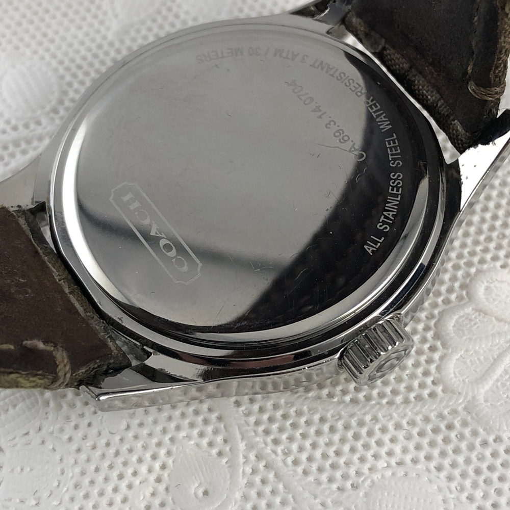 Coach Logo Watch with Brown Leather Strap - Picture 2 of 7